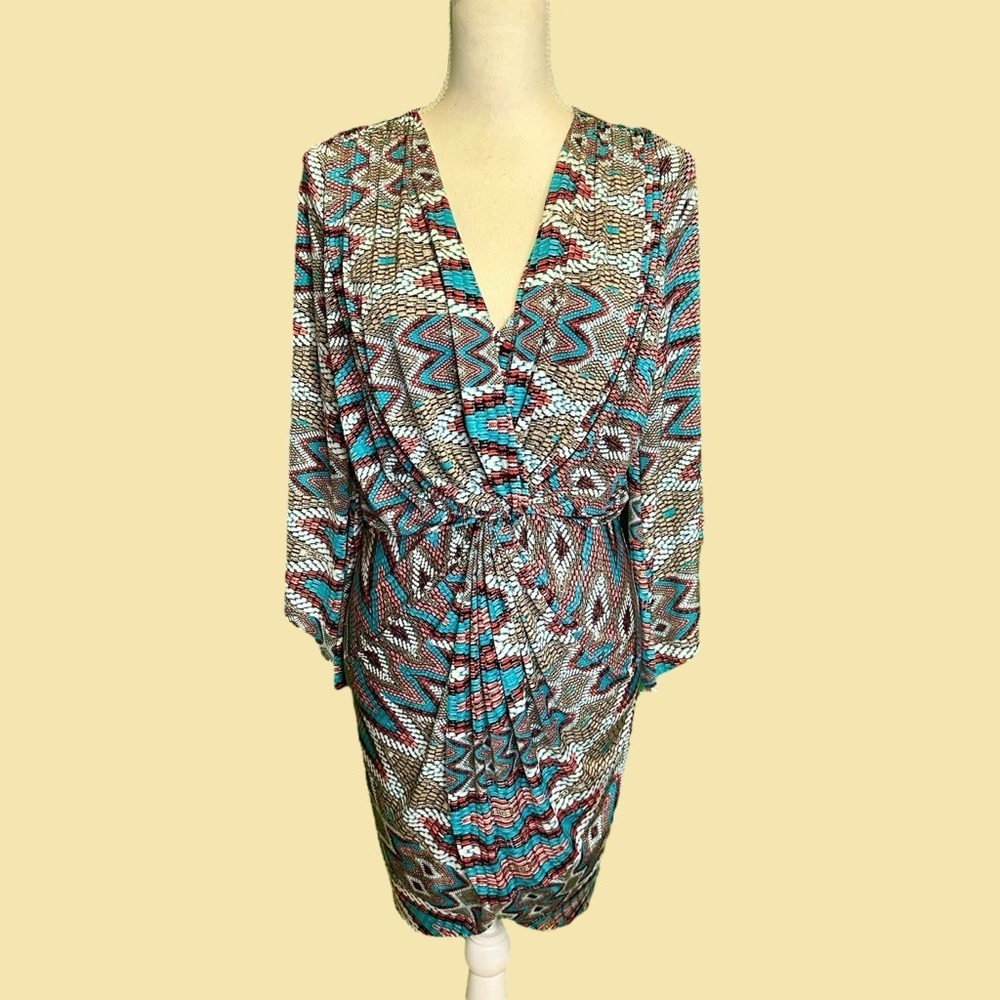 Misa Los Angeles ‘Teget’ Multicolor Geometric Python Patterned Knot Dress Sz S